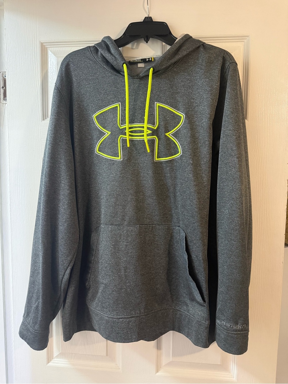 Under Armour Men's Charcoal Hoodie with Neon Yellow Logo